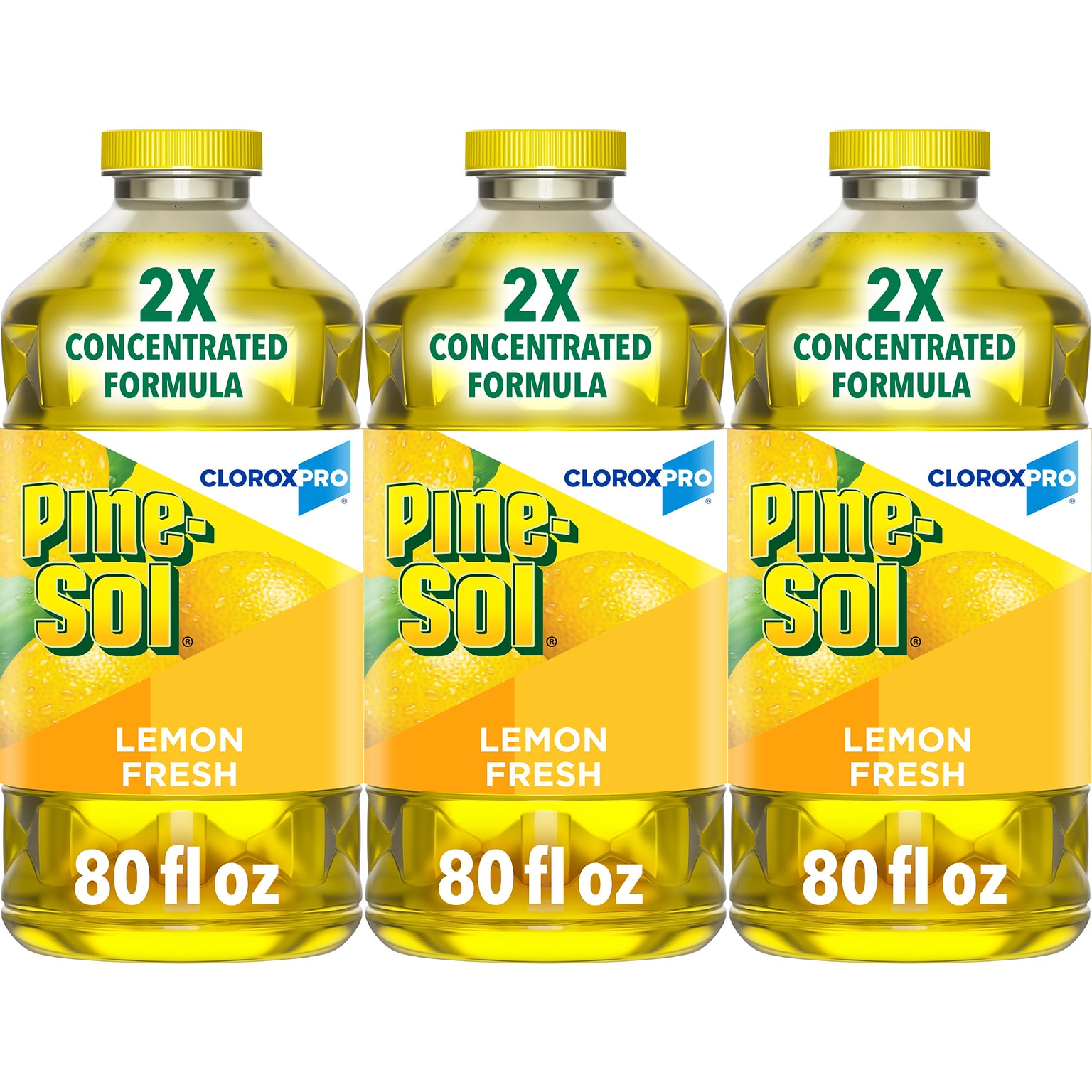 Pine-Sol Multi-Surface Cleaner/Degreaser, Lemon Fresh Scent, 80 Fl. Oz. 3/Carton (60607CT)