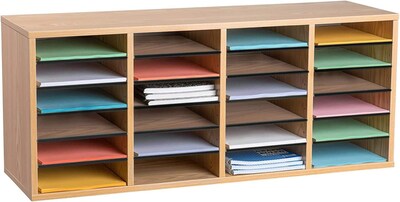 AdirOffice 500 Series 24-Compartment Literature Organizers, 39.3" x 11.8", Medium Oak, 2/Pack (500-24-MEO-2PK)