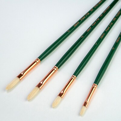 Silver Brush Natural Hog Bristle, Grand Prix Multilength Filbert Brushes, 4/Pack (SLVGP1080)
