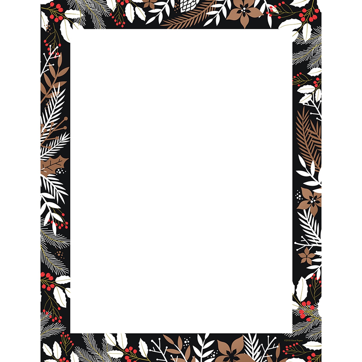 Great Papers!® Copper Foil Holly Holiday Letterhead, 8.5 x 11, 40 sheets (2018016)
