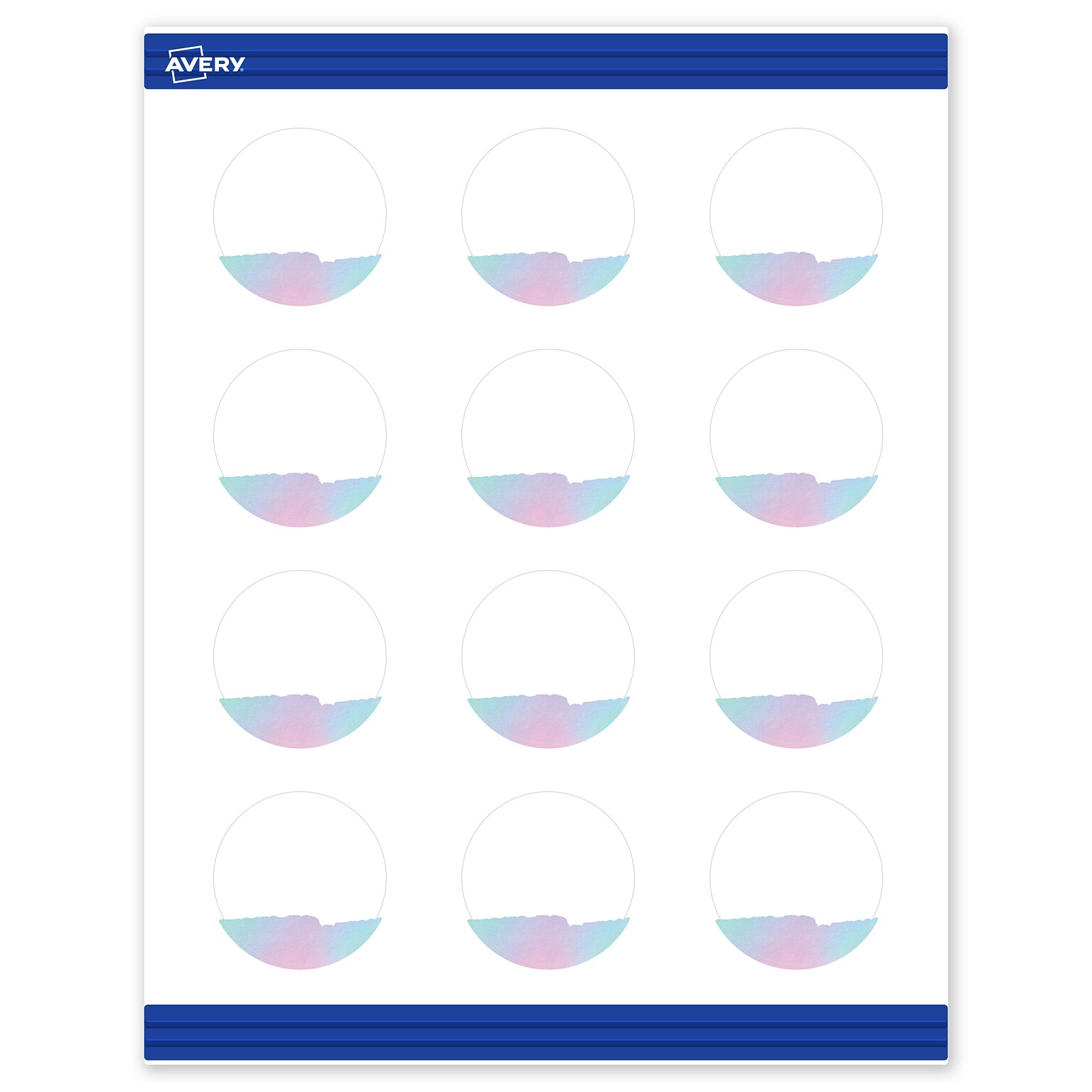 Avery Watercolors Design Matte Blank Card, White, 120/Pack (S00-F3V)