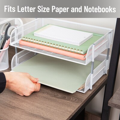 Mind Reader Metal Side Loading Stackable Letter Tray, White (ESTACK2-WHT)