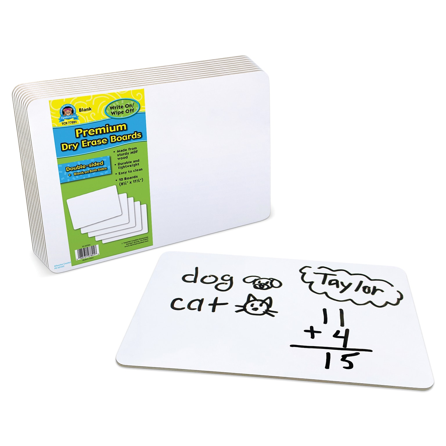 Teacher Created Resources Double-Sided Premium Blank Dry Erase Boards, 10/Pack (TCR77891)