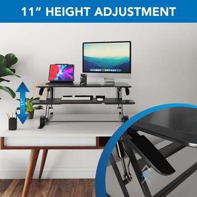 Mount-It! 38"W Manual Rectangular Adjustable Standing Desk Converter, Black (MI-15009)