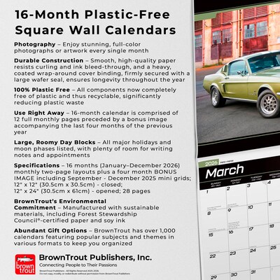 2026 BrownTrout Ford Mustang 12" x 12" Monthly Wall Calendar (9798330701650)