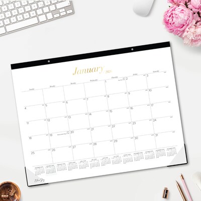 2026 Blue Sky Elevated 22 x 17 Monthly Desk Pad Calendar, White/Gold (155257)