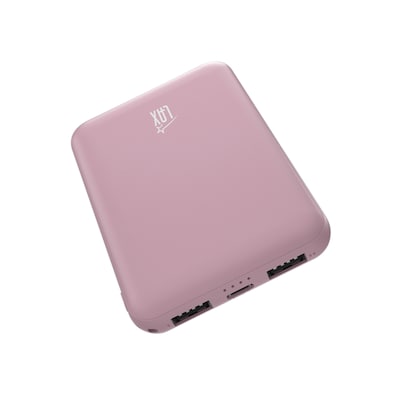 LAX 6600mAh Power Bank with USB-C & USB, Pink (RC66PN)