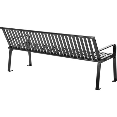 Global Industrial 6' Outdoor Bench with Back, Vertical Steel Slat, Black (694854BKKD)