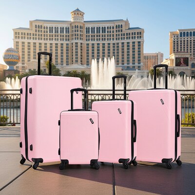 DUKAP Discovery 4-Piece Hardside Spinner Luggage Set, TSA Checkpoint Friendly, Pink (DKDISSMLXL-PNK)