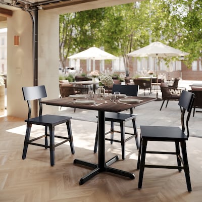 Flash Furniture Acadia Square Wooden Dining Table with X-Base, 36D x 36W, Dark Brown/Black Base (STSQ36WBRT3030)