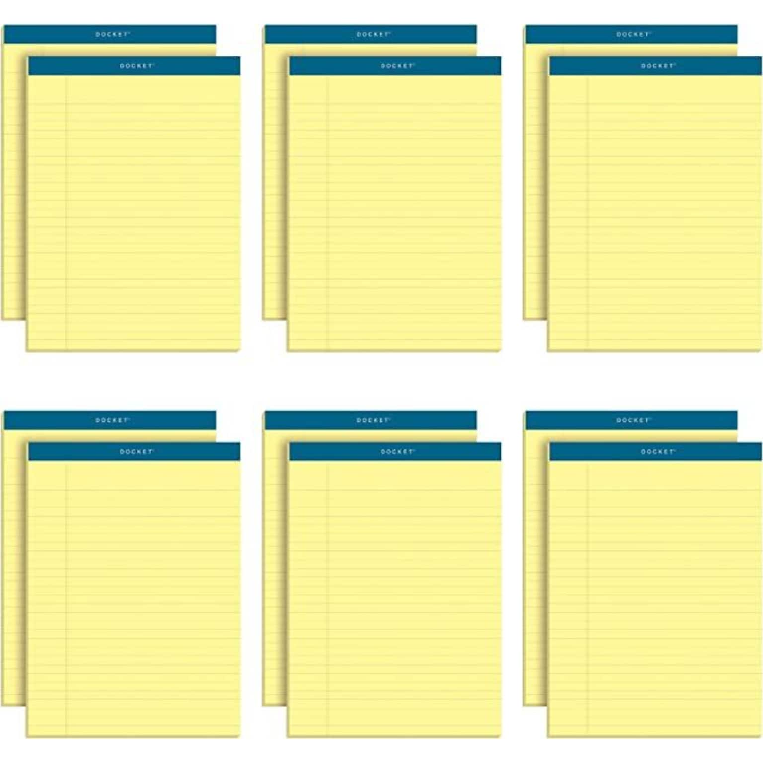 TOPS Docket Notepads, 8.5 x 11.75, Wide Ruled, Canary, 50 Sheets/Pad, 12 Pads/Pack (TOP63400)