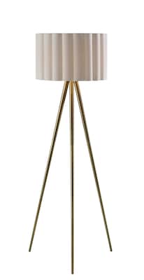 Adesso Caldwell 61H Antique Brass Floor Lamp with White Linen Shade (4227-21)