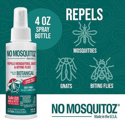 No Mosquitoz Natural DEET-Free Insect Repellent Spray for Mosquitoes, Woodsy Scent, 4oz, 8/Pack (BND04608)