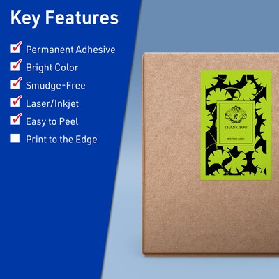 Avery Printable Rectangle Multipurpose Labels, 5.5 x 8.5, Bright Green, 40/Pack (94229)