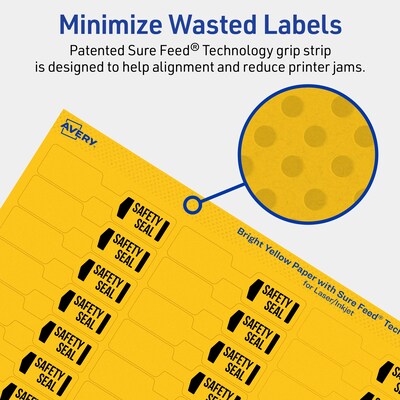 Avery Laser/Inkjet Barbell Multipurpose Labels, 0.5" x 2.5", Bright Yellow, 3600/Box (94749)
