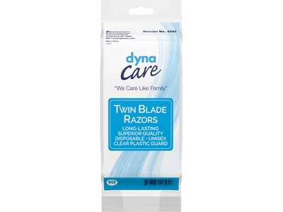 Dynarex Twin-Blade Razor, Blue, 50/Pack, 6 Packs/Carton (4250)