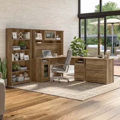 Bush Furniture Cabot 60"W Wood L-Shaped Computer Desk, Reclaimed Pine (WC31530K)