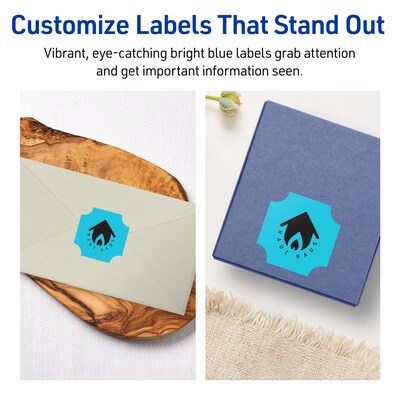 Avery Scalloped Decorative Edge Multipurpose Labels, 1-5/8" x 1-5/8", Bright Blue, 1600/Box (94110)