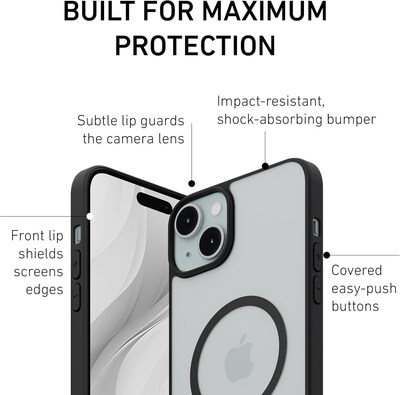 PEEL Bumper Series MagSafe Phone Case for iPhone 15 Plus Case, Shock Absorbing, Black (I15 PLUS BUMPER BLAC)
