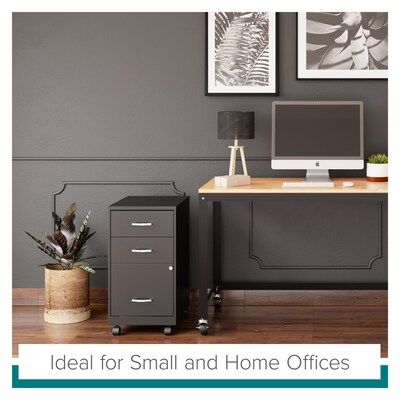 Space Solutions 18" 3-Drawer Mobile Letter Width Vertical File Cabinet, Black (24427)