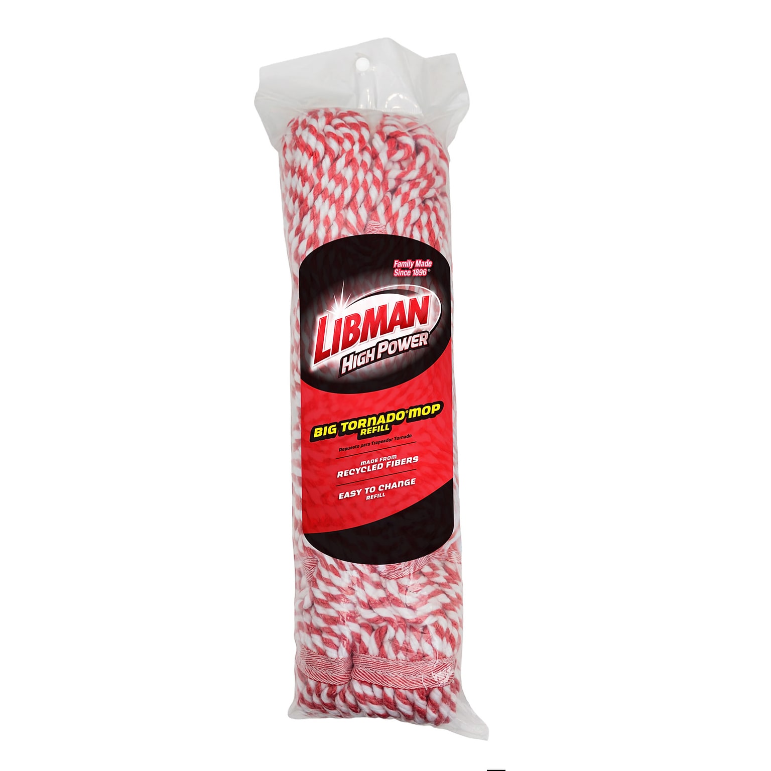 Libman Big Tornado Twist Mop Head, #20, White/Red, 6/Carton (00989)