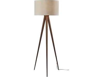 Adesso Director 60.25 Walnut Floor Lamp with Off-White Drum Shade (6424-15)