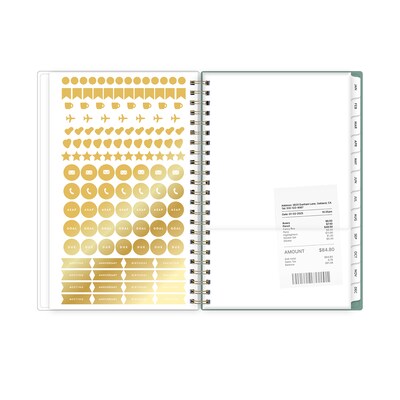 2027 Blue Sky Bespoke Letterpress Flowering Lemons 5" x 8" Calendar Year Weekly & Monthly Standard Planner, Seafoam