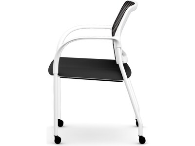 HON Ignition Fabric/Mesh Multipurpose Stacking Chair, Black/Designer White (HIGS6.F.H.IM.CU10.PK7)