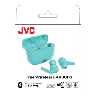 JVC Ultra-Compact True Wireless Earbuds with Charging Case, Bluetooth, Green (HAD5TG)