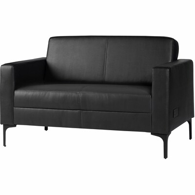 Lorell Clarke Series Vinyl Loveseat, Black (LLR86951)