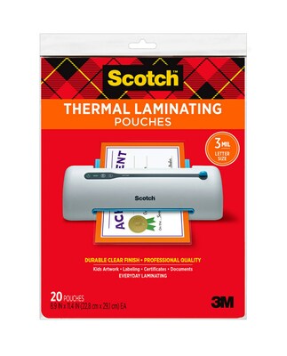 Scotch Thermal Laminating Pouches, Letter Size, 3 Mil, 20/Pack (TP3854-20)