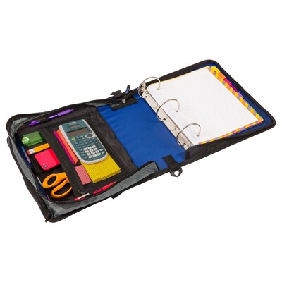 Case It Mighty Zip Tab 3" 3-Ring Zipper Binders, Blue (D-146-BLUE)