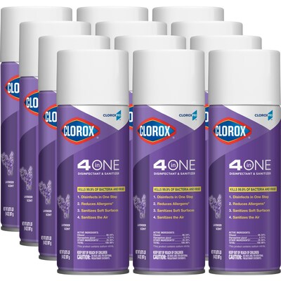 CloroxPro Clorox 4 in One Disinfectant & Sanitizer, Lavender, 14 oz., 12/Carton (32512)