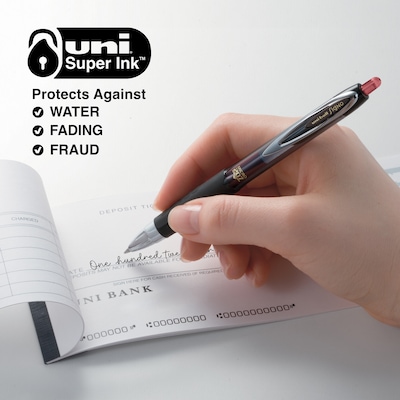 uniball 207 Retractable Gel Pens, Micro Point, 0.5mm, Red Ink, Dozen (61257)