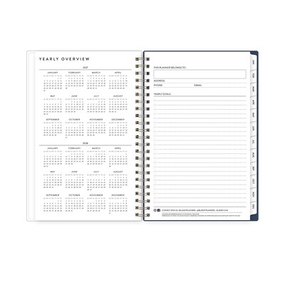 2027 Blue Sky Bespoke Letterpress Cranes In Flight 8" x 5" Calendar Year Weekly & Monthly Standard Planner, Plastic Cover
