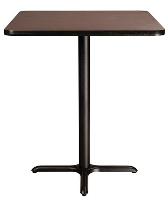 NPS CT Series 36" Square 42" Height Cafe Table, X Base, Black Frame/Mahogany Top (CT33636XBPBTMMY)