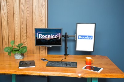 Rocelco Dual Monitor Mount, Articulating Arms for 13-27" LED LCD Screens, Black (R DM2)