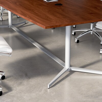 Bush Business Furniture 96W x 42D Boat Shaped Conference Table with Metal Base, Hansen Cherry (99TBM96HCSVK)
