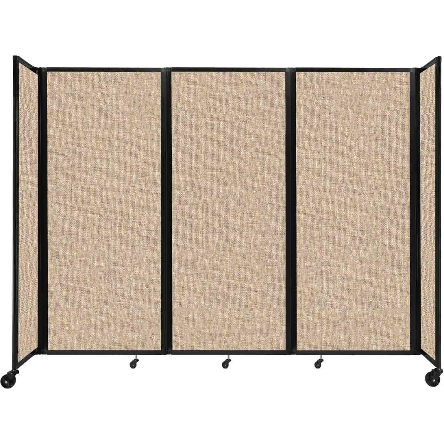 Versare The Room Divider 360 Freestanding Folding Portable Partition, 82H x 102W, Beige Fabric (1182301)