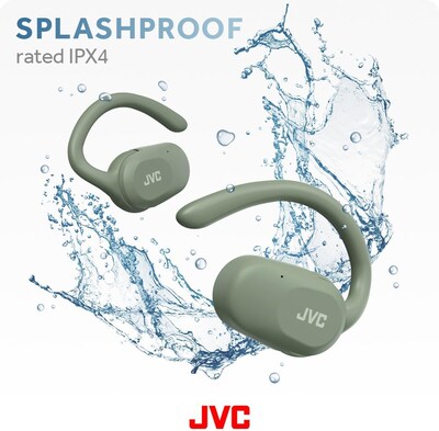 JVC Nearphones Wireless Open-Ear Earbuds, Bluetooth, Green (HANP40TG)