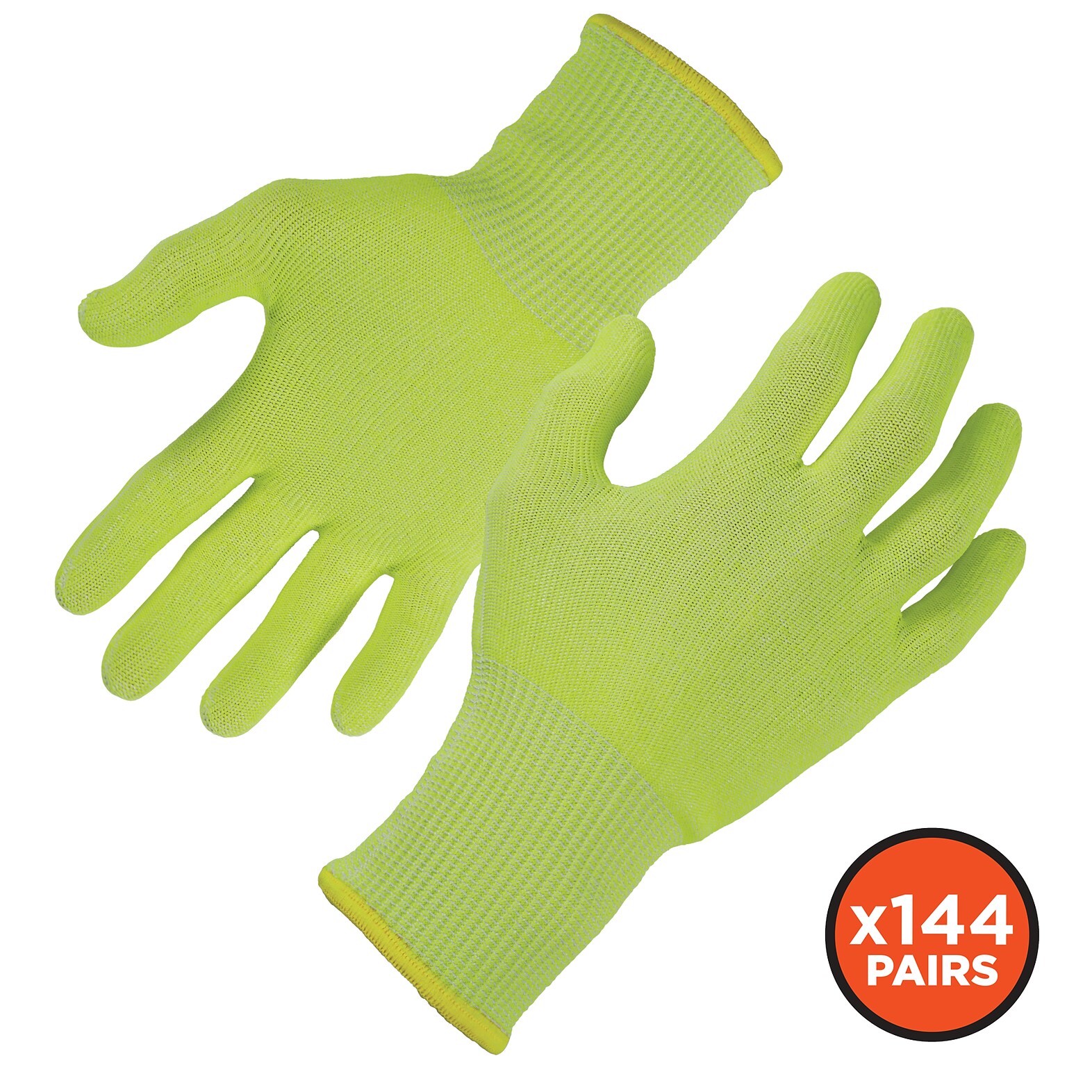 Ergodyne ProFlex 7040 Seamless Knit Cut Resistant Gloves, Food Safe, ANSI A4, Lime, Small, 144 Pairs (18022)