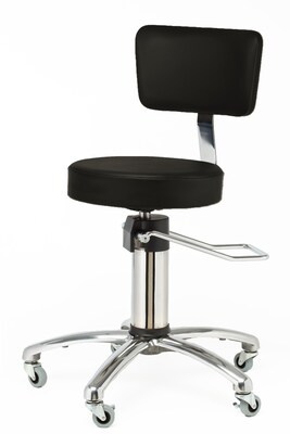 Brandt Hydraulic Surgeon Stool with Backrest with Backrest, Black (15512BLACK)