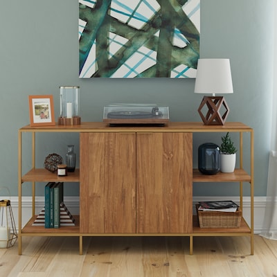 Sauder International Lux Credenza TV Stand, Screens up to 65", Sindoori Mango (428195)