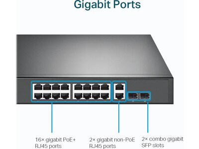 TP-LINK 18-Port Gigabit Ethernet PoE Unmanaged Switch, Black (TL-SG1218MP)