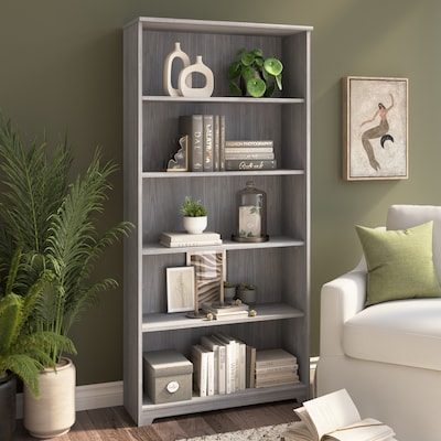 Bush Furniture Cabot Tall 66"H 5-Shelf Bookcase with Adjustable Shelves, Modern Gray (WC31366)
