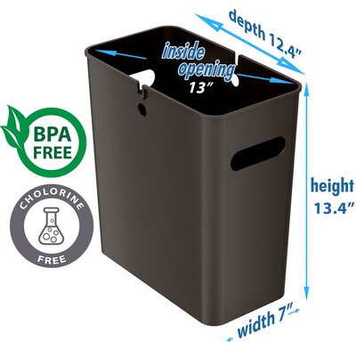 iTouchless SlimGiant Polypropylene Trash Can with no Lid, Mocha Black, 4.2 gal., 2/Pack (SG103Bx2)