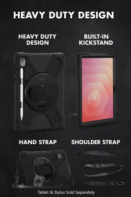 SaharaCase Raider-X Series Heavy Duty Case for Galaxy Tab S11 Ultra, Hand Strap & Shoulder Strap, Scorpion Black (TB00503)