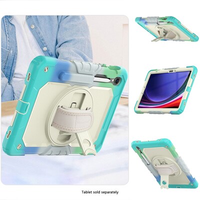 SaharaCase Raider Series Heavy Duty Case with Hand Strap for Galaxy Tab S10 Lite (2025),Tab S10 FE/S9/S9 FE, Iridescent Blue