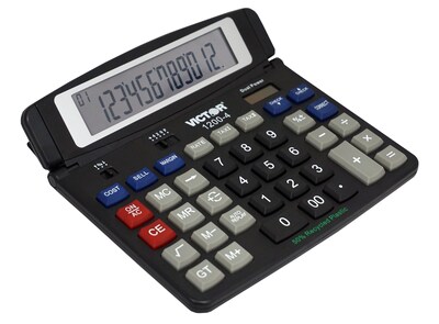 Victor Technology Professional 12-Digit Battery/Solar Powered Basic Calculator, Black (1200-4)