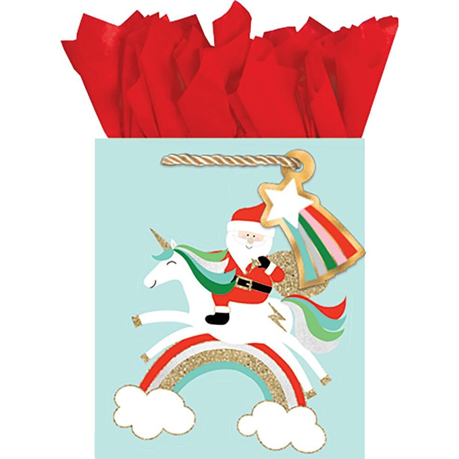 JAM Paper Small Merry Unicorns Gift Bags, Assorted Colors, 120/Pack (526BXTT7441)